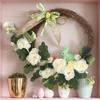 2025 Easter Wreaths For Front Door Simulated Spring Flower Artificial Wreath Easter Farmhouse Wall Rabbit Plant Garland