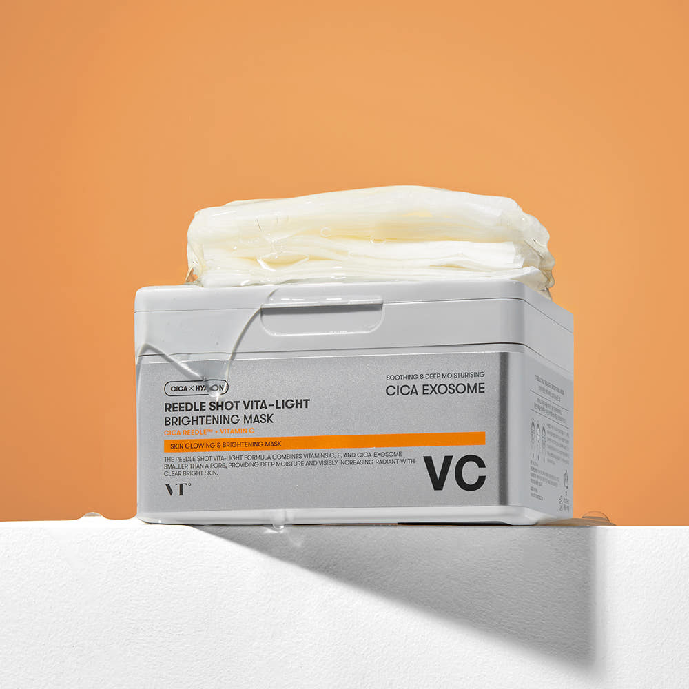 VT Cosmetics Reedle Shot Vita-Light Brightening Mask 30 Sheets Vitamin C Niacinamide Glutathione Centella Glow Daily Face Mask