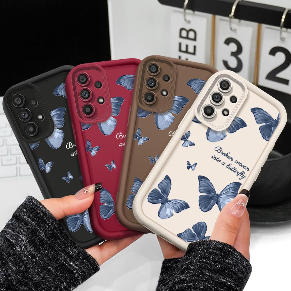 Flying Butterflies Phone Case For Samsung Galaxy A54 A34 A14 A73 A53 A33 A23 A13 A72 A52 A52S A32 A22 A71 4G 5G Staircase Soft C
