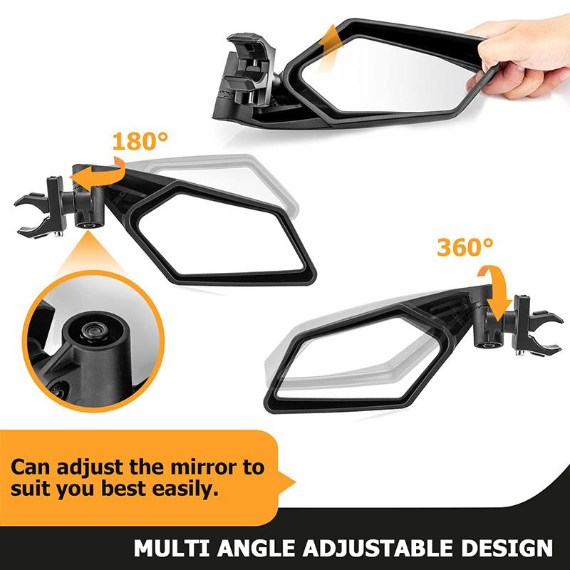 UTV Side Mirrors RZR Adjustable Side Mirrors with 1.5”-2” Roll Bar for Polars RZR 1000 Can Am Maverick Yamaha YXZ Rhino Pioneer
