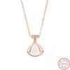 European S925 Sterling Silver Skirt Necklace Aaa Cz Fritillary Simple Rose Color Pendant For Women Birthday Gift Jewelry +Box