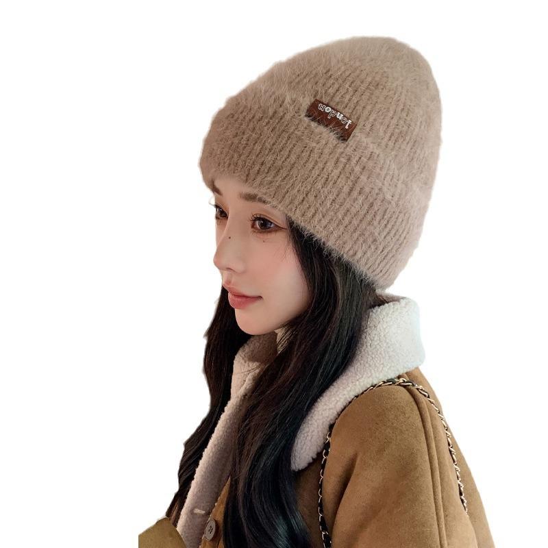 Осенне-зимние шапки женские вязаные шерстяные шапки однотонные универсальные зимние теплые шапки-пуловер прилив