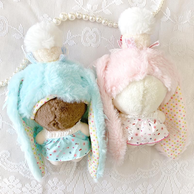 Пушистая шапка-кигуруми кролика для плюшевых игрушек (10см), Розовый [Б/У]