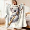 Koala Watercolor Flannel Fleece Blanket Cozy Modern Style Soft Polyester Throw with Cute Animal Design Light Gray Perfect for Loun