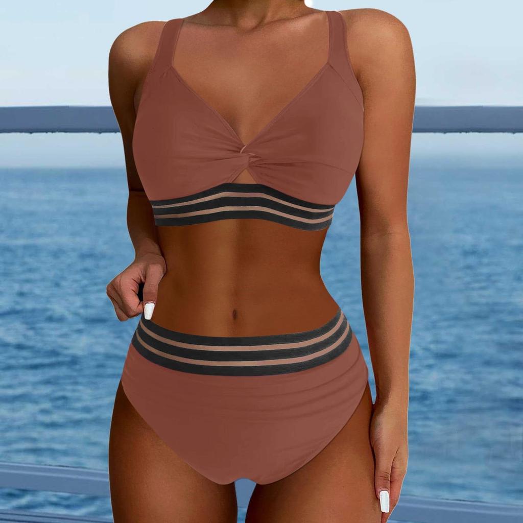 Женский раздельный модный бикини однотонный сексуальный с бюстгальтером без стального бюстгальтера купальник