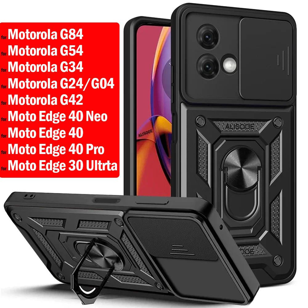 Funda For Motorola Edge 50 Pro G84 G54 G34 G24 G42 Case Slide Camera Stand Cover for Moto Edge 40 Neo 30 Ultra 20 Llite Case
