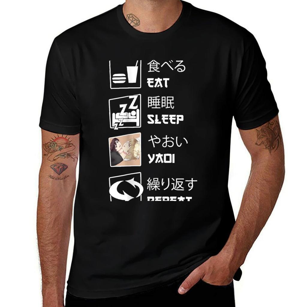 Eat Sleep Yaoi Repeat Tshirt Casual Trendy Short Sleeve Tshirt