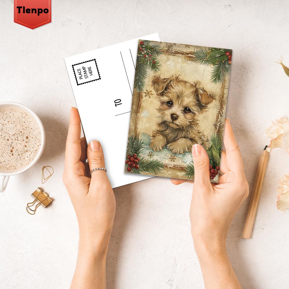 32pcs. Christmas Puppy Postcard, Birthday/anniversary Gift, Collectible, Suitable for Giving As a Present, Can Be Mailed.