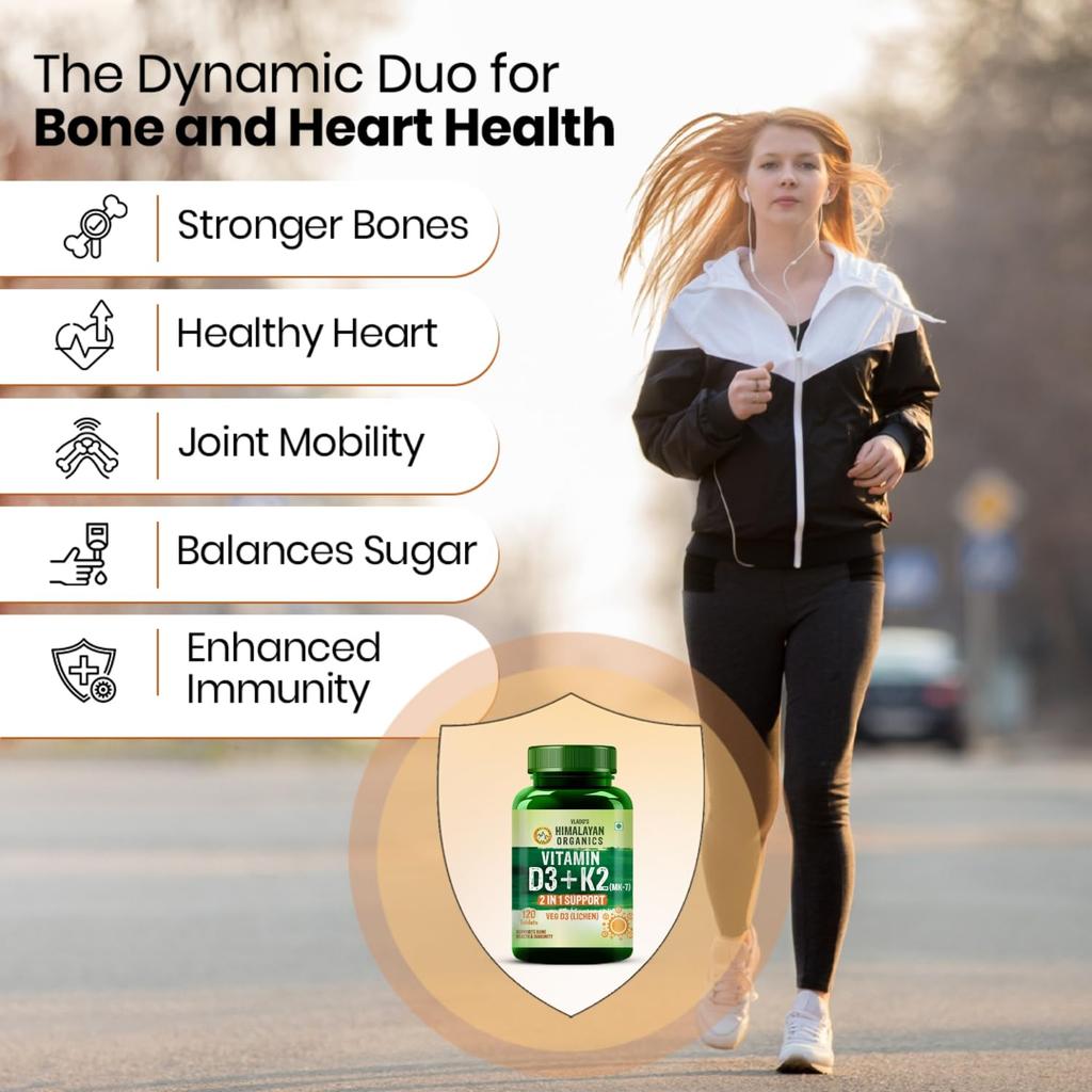 Витамин D3 K2 от Vlado’s Himalayan Organics 600 МЕ D3 + 55 мкг K2 120 таблеток Крепкие кости и иммунитет
