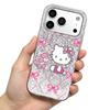 Чехол Hello Kitty и щенок для iphone 12 16 Plus 15 Air 18 Pro Max 11 17 Pro XS Max 14 XR 13 Серебристый блеск Трескающийся фон