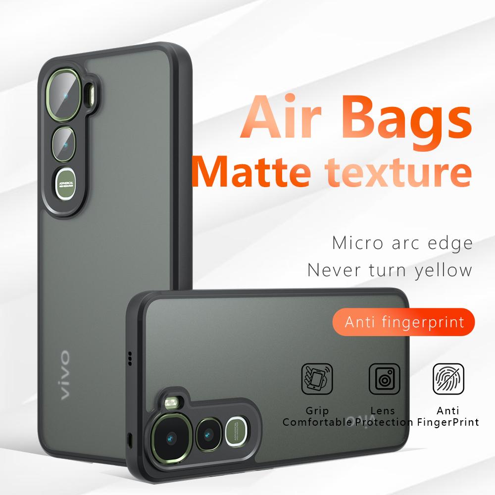For vivo Y400 4G Case Skin-Touch TPU + PC Matte Phone Back Cover, Transparent Black