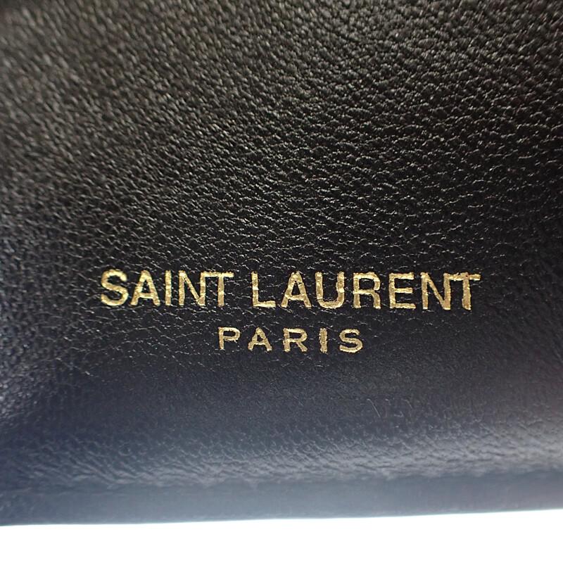 Saint Laurent 668274BOWA11000 Tri-fold Wallet Black Calfskin Women