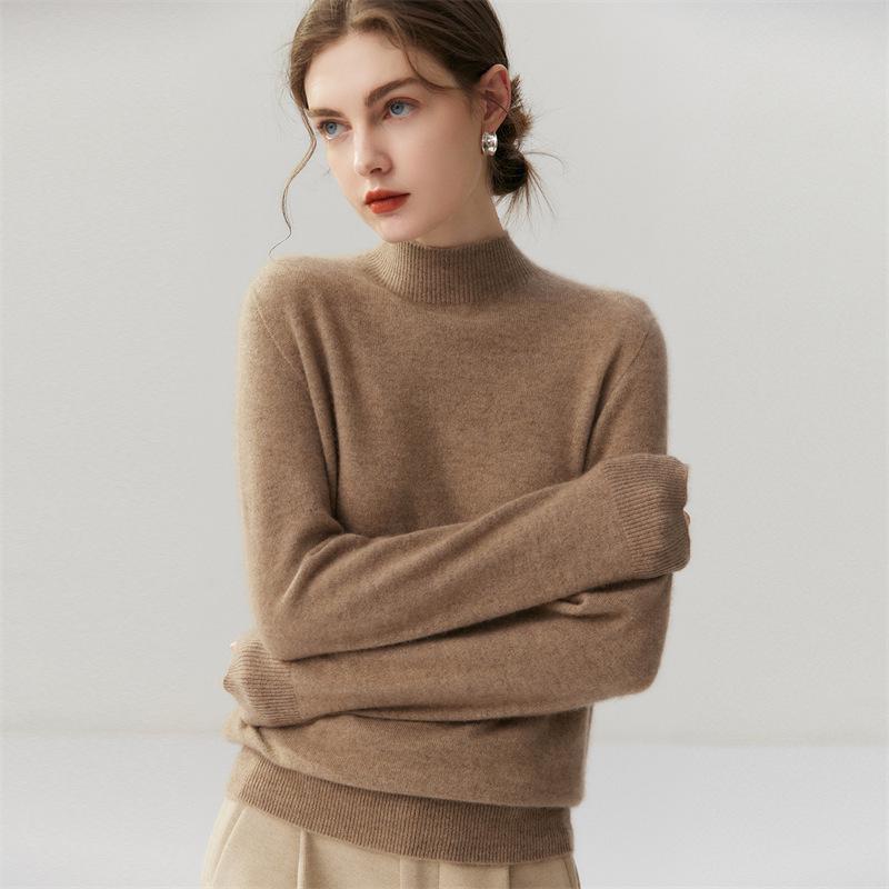 Lekasha Women's 100% Pure Cashmere High-Neck Sweater - Warm 12-Gauge Knit Base Layer
