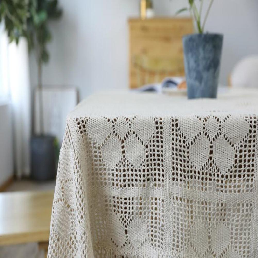Vintage Crochet Tablecloth Decorative Table Cloth Cover For Kitchen Dinning Pub Bedside Tabletop Sheet Decoration