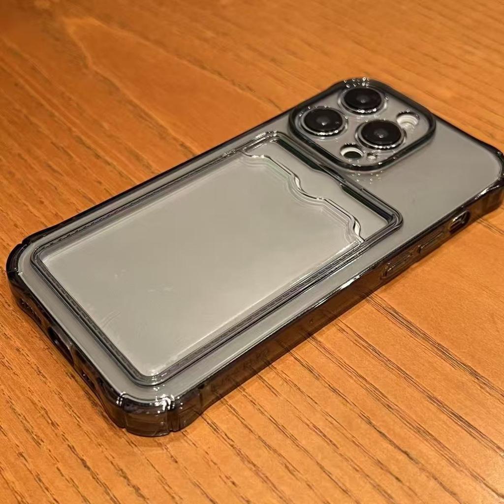 Кошелек-картхолдер Прозрачный Мягкий Чехол Для iphone 11 12 13 mini 14 15 16 Plus 17 Pro Max Air X XR Xs Max 16e 17e Силиконовый Чехол