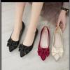 Fashion Bow-Knot Shoes Woman 2024 Shallow Mouth Casual Female Sneakers Flats Pointed Toe Butterfly New Wedding Dress Fabric Rubber