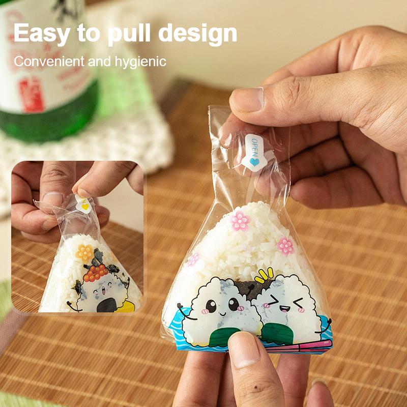 50Pcs Lovely Cartoon For Triangle Rice Ball Packaging Bag Nori Onigiri Sushi Bag Sushi Making Mold Bento Accessories