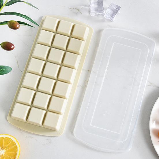 Форма для кубиков льда с крышкой, 21 ячейка, большая квадратная, силиконовая, пищевой силикон, легко доставать, защита от проливания, для морозильной камеры