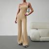 Women's Autumn Winter Elegant Slim Fit Sexy Bra Jumpsuit Strapless Solid Color Backless Romper