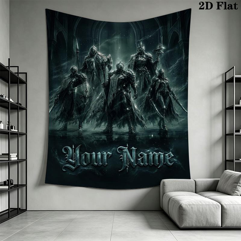 Name Custom Epic knight Wall Tapestry Aesthetic Wall Hanging Printed Fabric Blanket Decorative Tapestries for Bedroom Living Room Home Decor