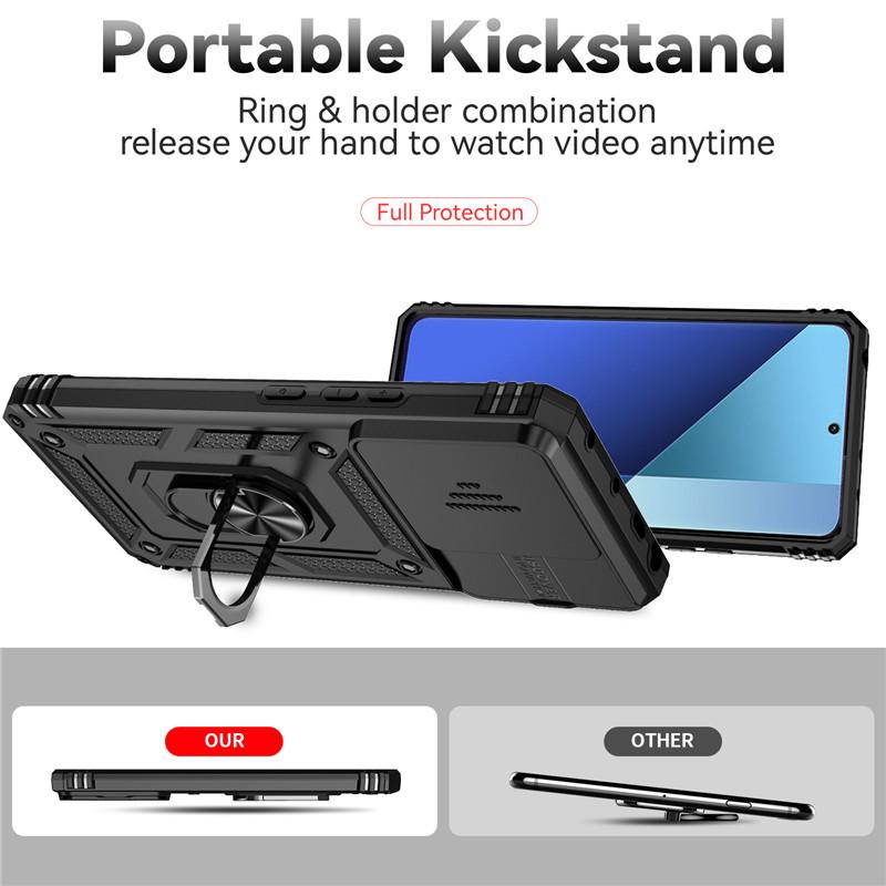 Для Xiaomi Poco M6 Pro 4G чехол Armor Slide крышка объектива камеры для Poko Little Poco M6Pro M 6 POCOM6 4G Pro чехлы-подставки с кольцом