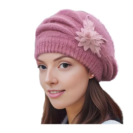 Женский берет шляпа винтажный французский стиль шерстяной берет двухслойный утолщенный зимний вязаный головной убор для женщин