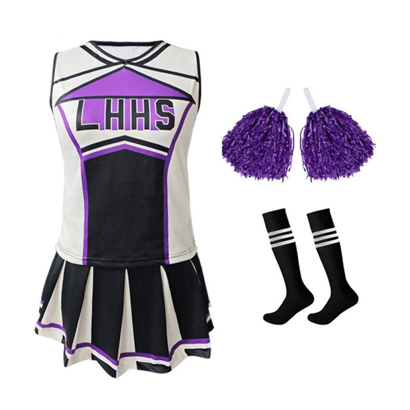 Женский комплект формы чирлидера с помпонами и носками