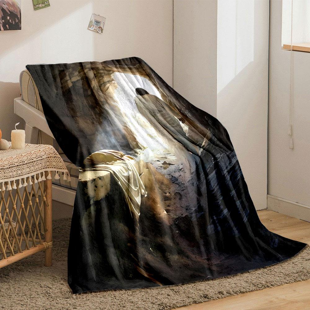 Jesus Walking Out Tomb Blanket Printed Blanket for Living Room Bed Couch lunch break Soft Cozy Blanket for Friend's festival Gift