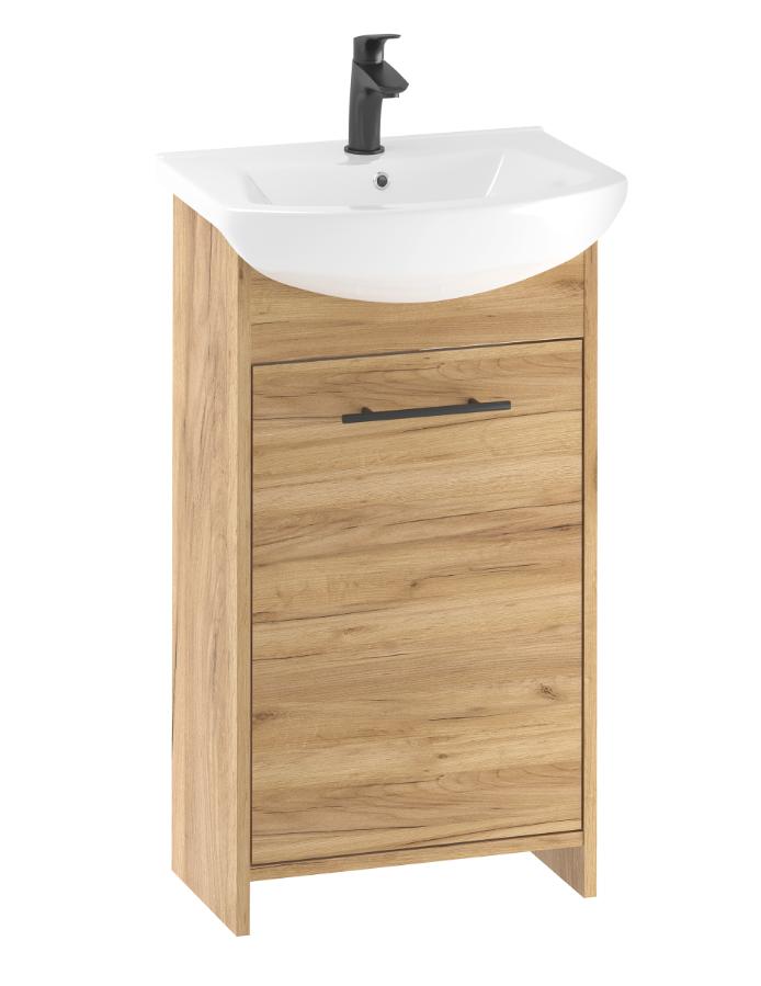 Oak Bathroom Cabinet with Sink, Golden, Frigo