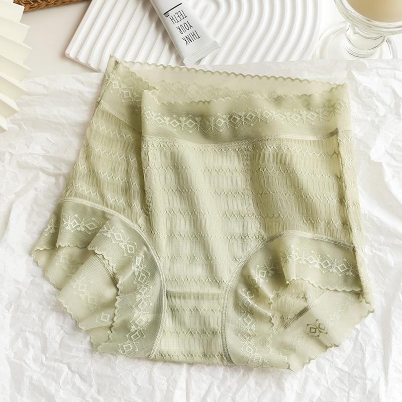 Кружевные бесшовные трусы средней талии компрессионное нижнее белье лето 7A антибактериальные трусики-треугольники из шелка тутового дерева для девочек