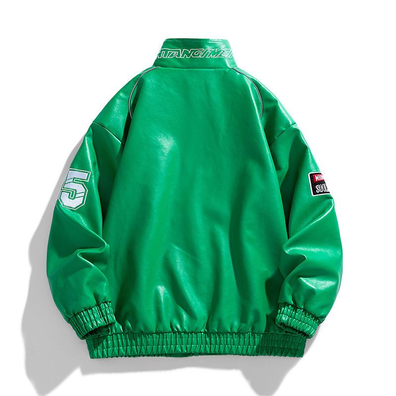 Leather Jacket Men's Motorcycle Leather Jacket Embroidery Japanese Loose Fashion Flight Wallet Card Large Size Men's Clothing