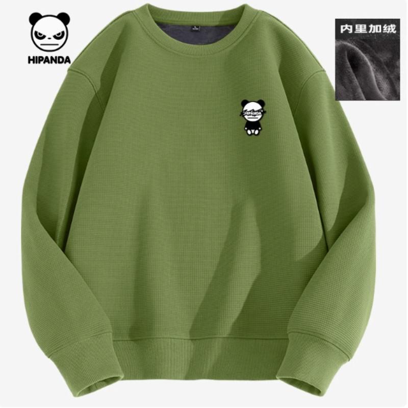 Thick Waffle and Velvet Round Neck Hoodie