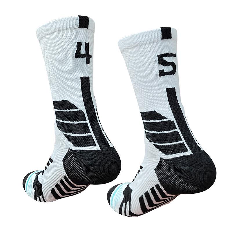 Qiao Kushi Mid-Calf Sports Socks, Thick Terry, Sweat-Absorbent, Adult Basketball Socks