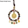 Tibetan Wealth God Zhakila Lhamo Incense Ash Glass Pendant - Five Directions Car Charm, Metal Retro Style