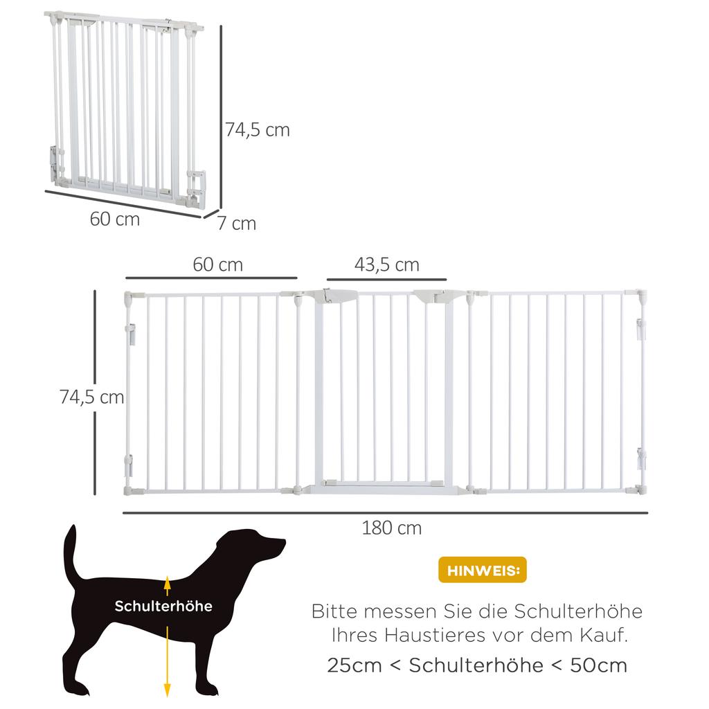 Pet Safety Gate, 3 Panels Playpen Fireplace, Foldable Metal Fence, Stair Barrier, Room Divider, Fire Guard w/ Automatic Closing Door, White