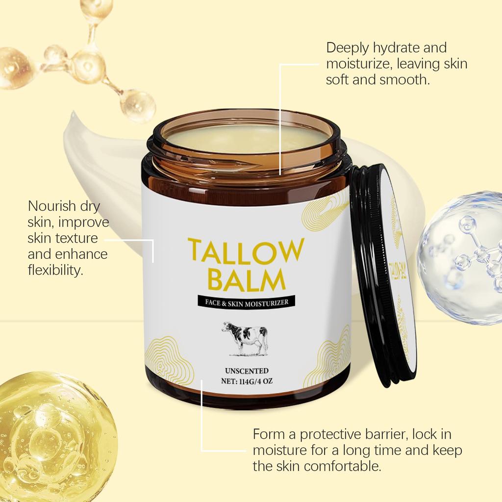 Крем для лица с коровьим жиром Tallow Cream питает и смягчает кожу, восстанавливает и успокаивает лицо, увлажняет и подтягивает кожу 114 г