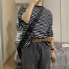 Мужской осенний повседневный топ в полоску с длинными рукавами - тренд корейского стиля