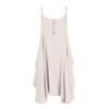 Women's Solid Cotton Suspender Button Drawstring Dress Loose Fitting Dress Casual Dress