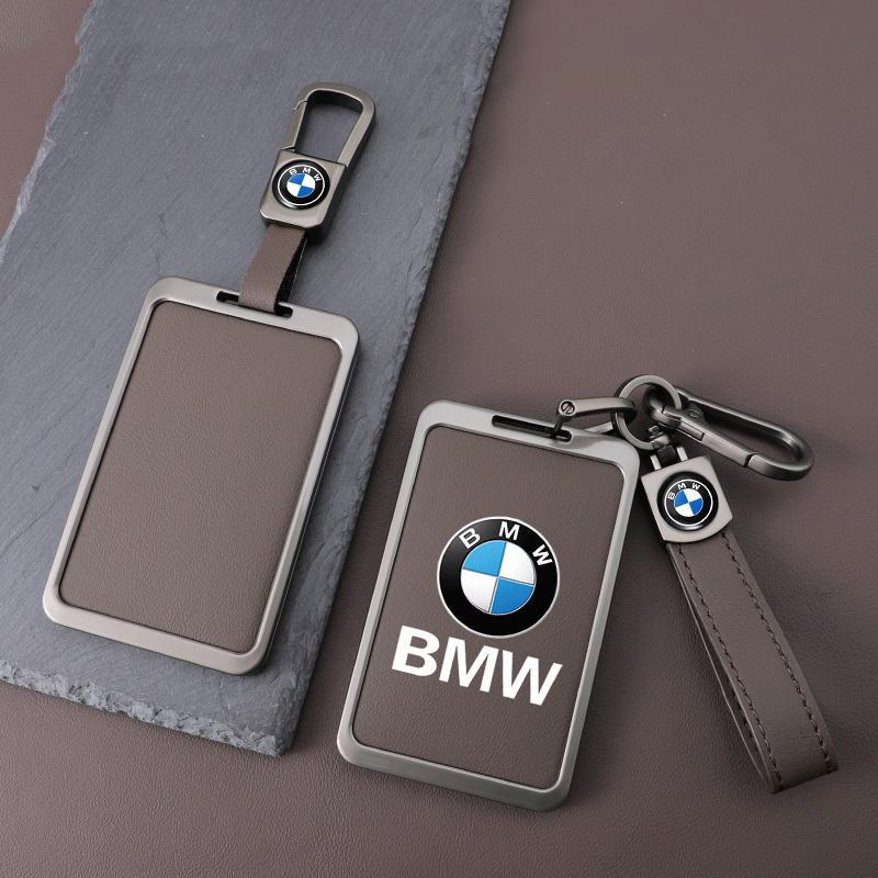 SQLI6 Zinc Alloy Leather Car Smart NFC Card Key Case Cover Shell For BMW M 3 5 7 Series X1 X3 X5 X6 X7 535le Auto Keychain Accessories