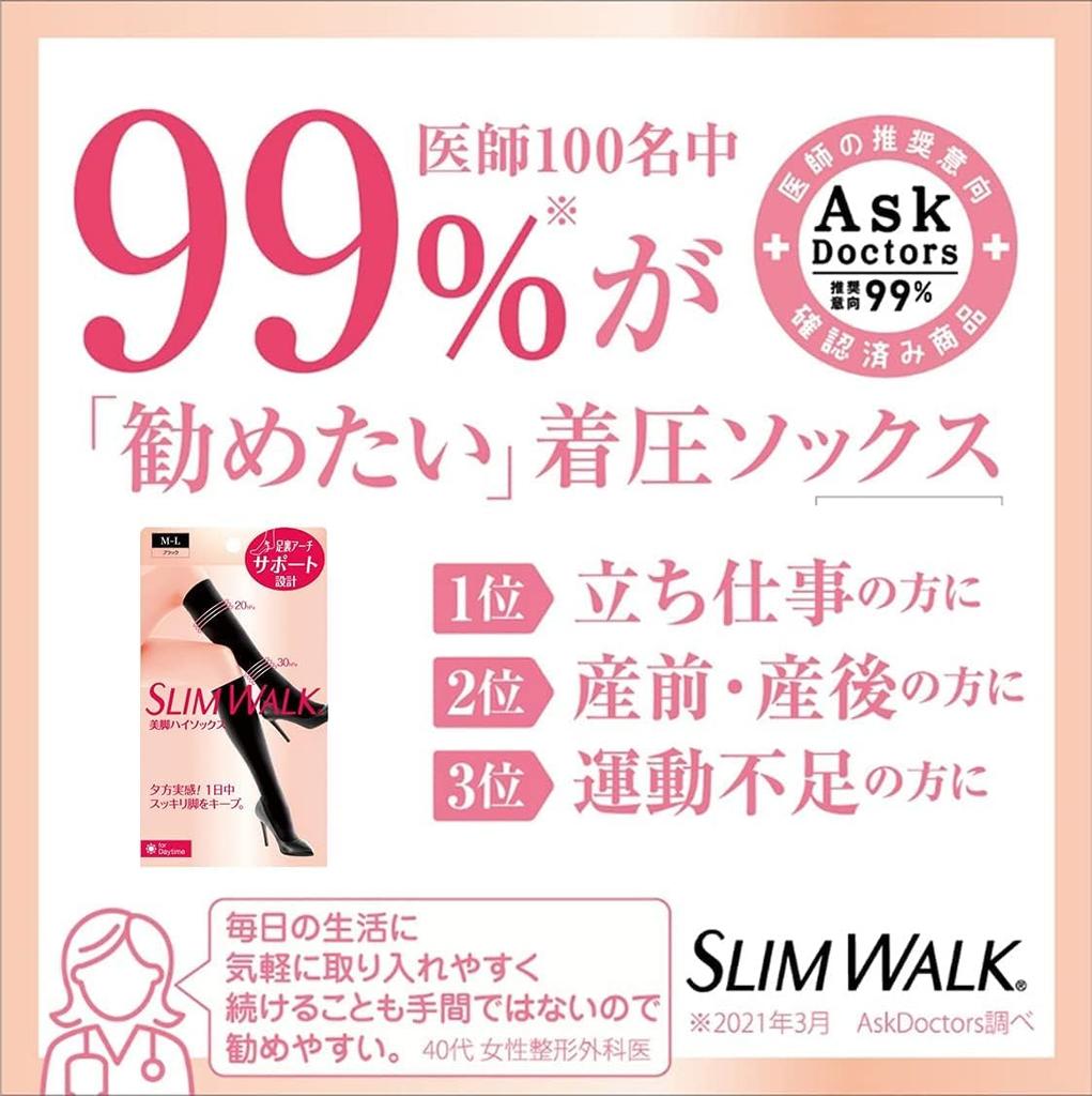 Носки Slimwalk Компрессионные Утягивающие Высокие до Икры с Поддержкой Свода Стопы, Ноги, Носки, M-L, Черные, AskDoctors,