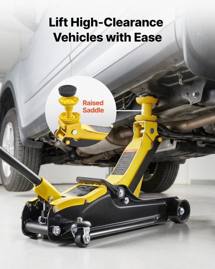 Low Profile Floor Jack, 2.5 Ton Capacity, Steel Racing Floor Jack with Single Piston Quick Lift Pump & SUV Adapters, Hydraulic Trolley Car Lift for