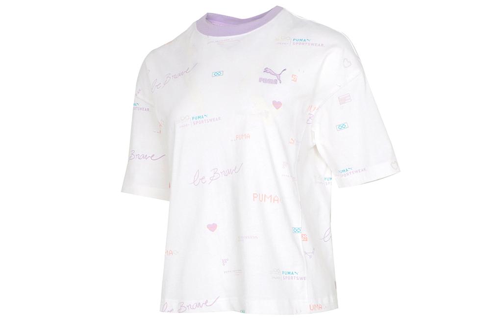 PUMA T Shirts Women's White Crew Neck Moderate Straight Fit 531284-02
