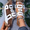 Ladies' Wedge Sandals, Gold Buckle Decoration, Thick Sole, All Season Comfortable Casual Slippers, Fashionable and Versatile Elegant Women's Shoes