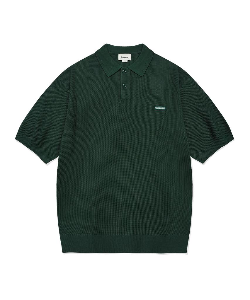 COVERNAT Collared Half Knit Green