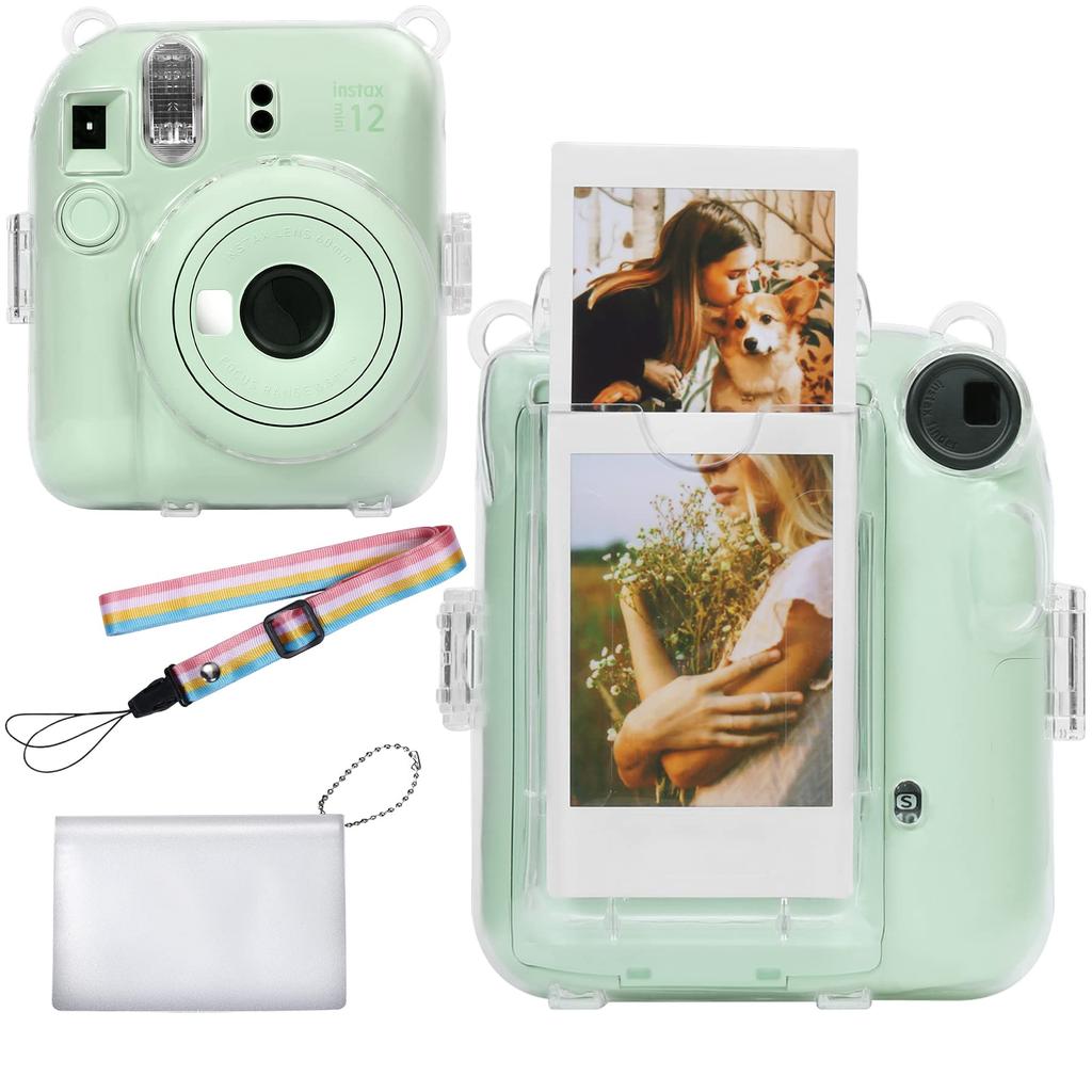 Exclusive Transparent Compatible Product FUJIFILM Instax Mini 12 Instant Camera INS MINI 12 PVC Cover with Shoulder Strap Transparent [Aenllosi Case]