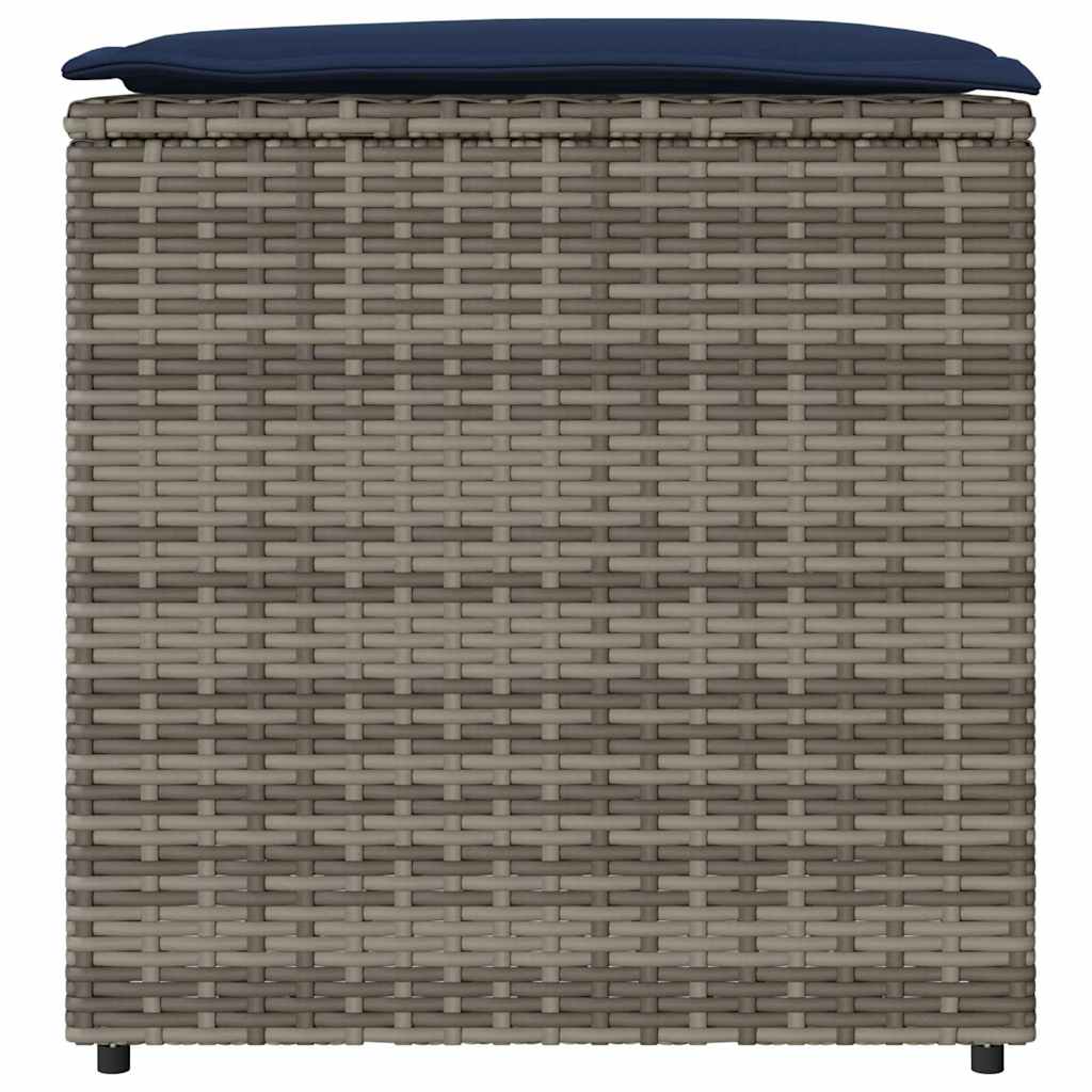 Storage Cushion Box in Grey 50 x 50 x 50 cm Poly Rattan