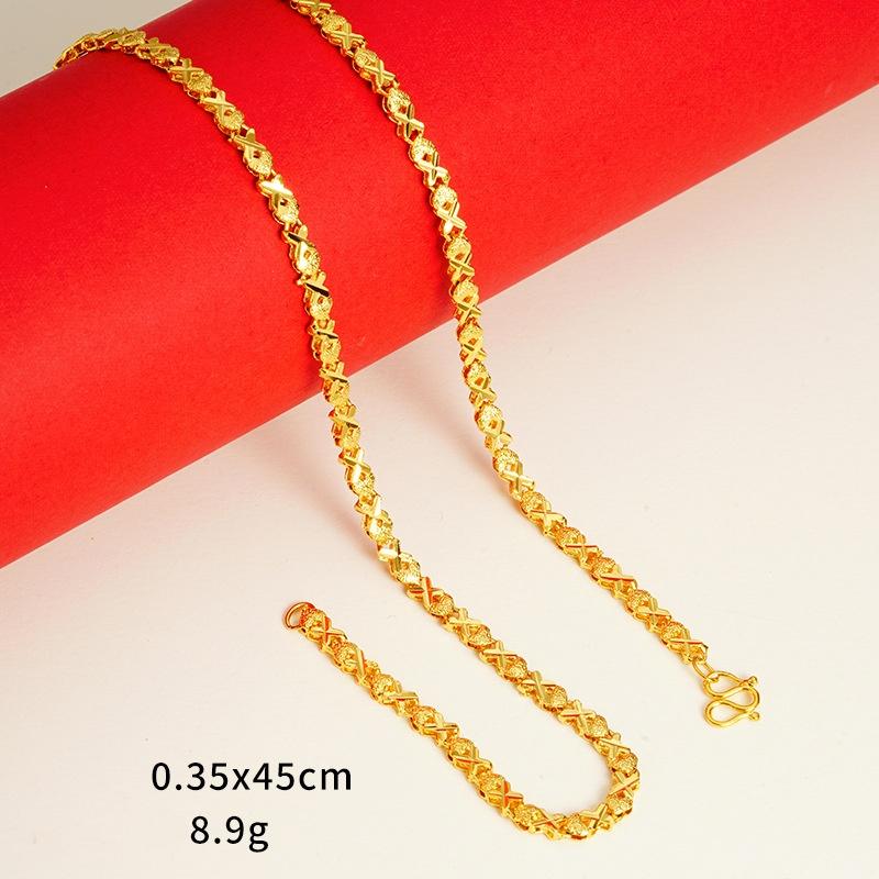 Ювелирные изделия из золотого песка для женщин, долговечная стойкость цвета, высококачественные аксессуары для ключичной цепи Niche, имитация золотой цепи