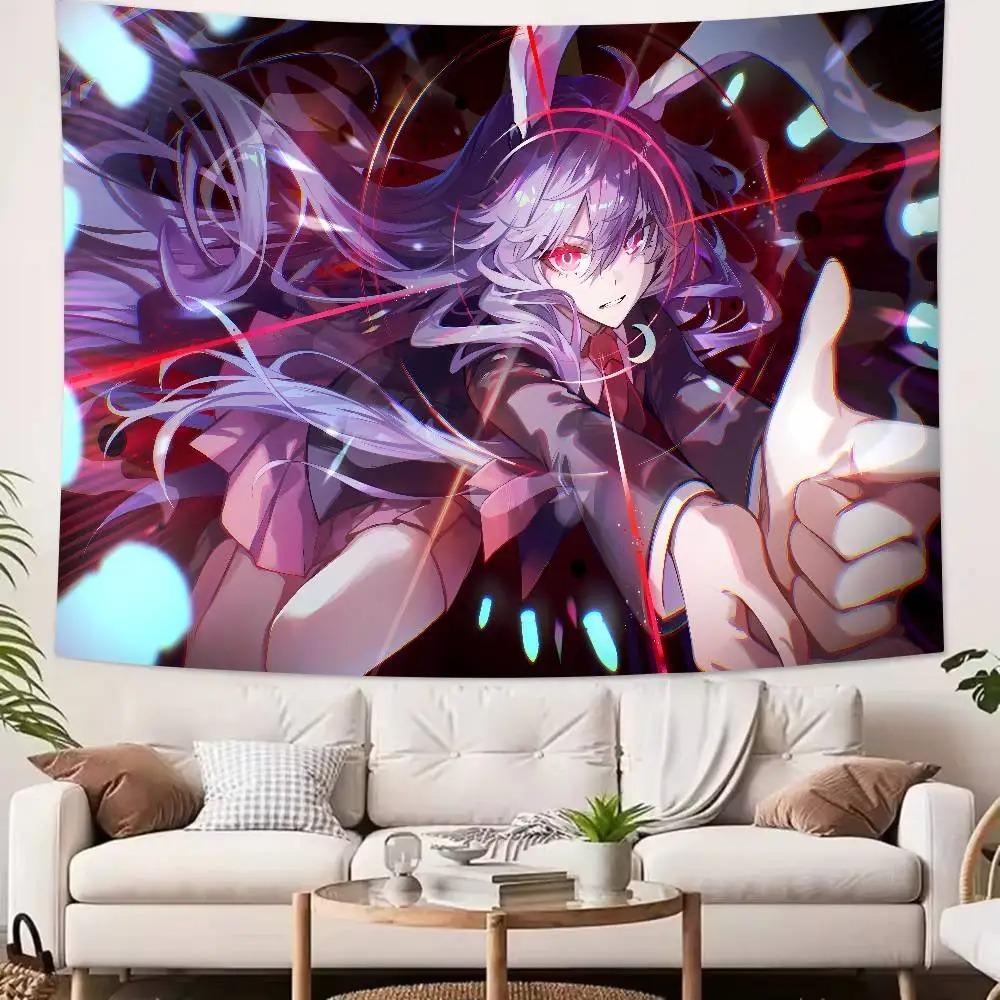 Кавайная Аниме Девушка Touhou Печатный Гобелен Настенное Полотно Милый Мультяшный Стиль Фэнтезийный Фон Домашний Декор