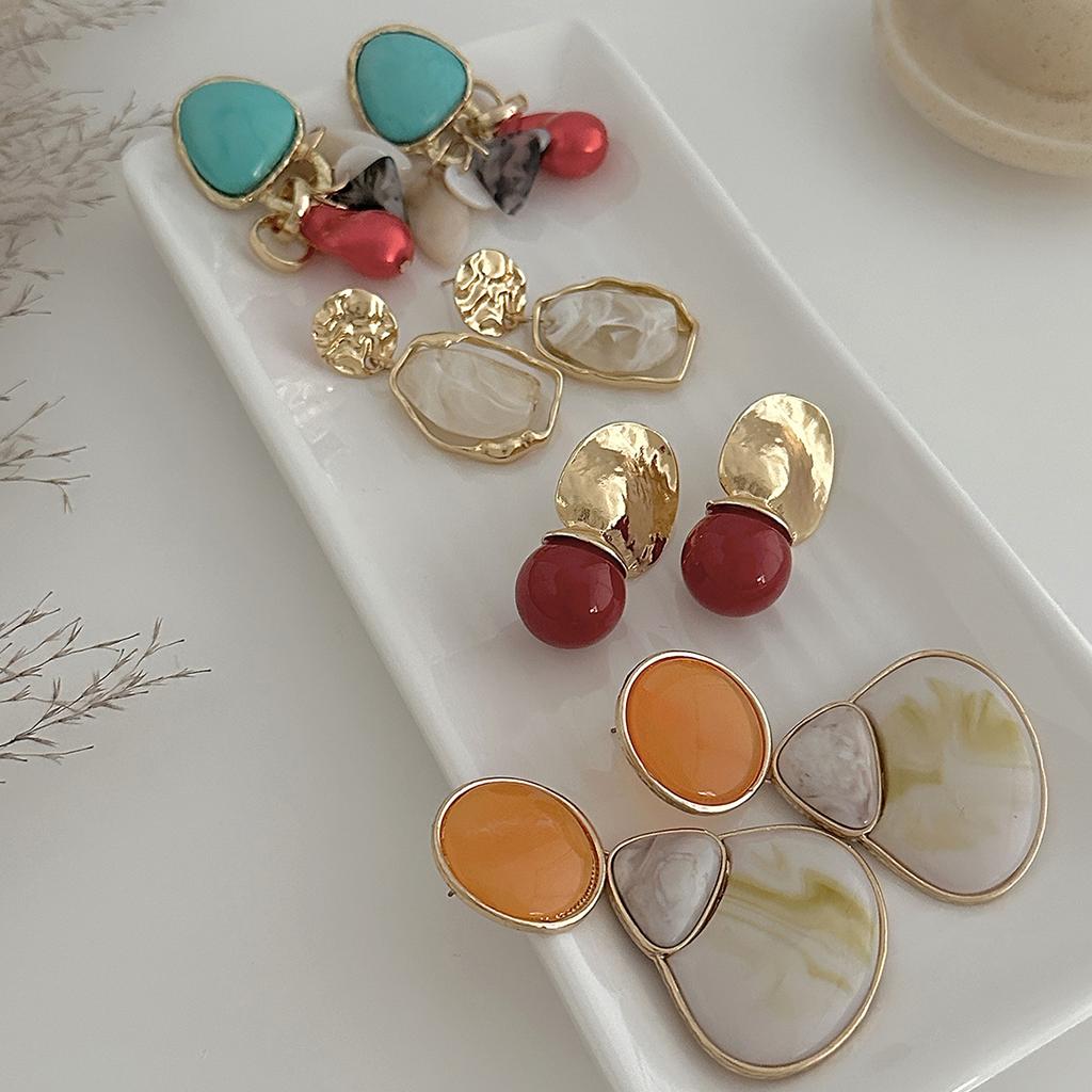 Ingemark 4 Styles Vintage Irregular Geometry Acrylic Drop Earrings Set for Women 2026 New Trend Piercing Earrings Jewelry Gift
