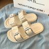 Тапочки на толстой подошве корейской версии, повседневные женские, с пряжкой, пляжные, полутачные, в римском стиле, юбка в тон, лето, новый стиль